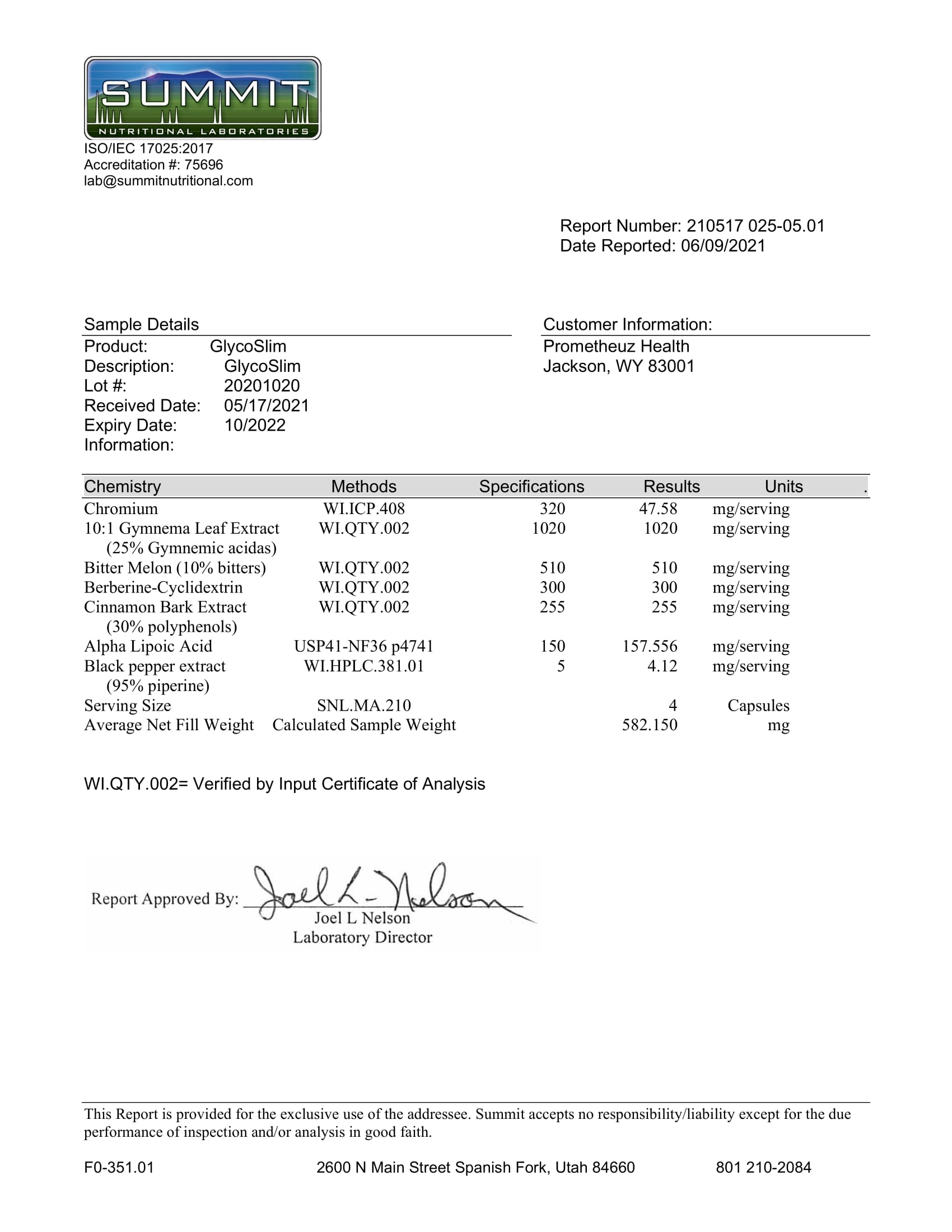 Glycoslim - Insulin Mimetic Capsules 2 Glycoslim capsules COA
