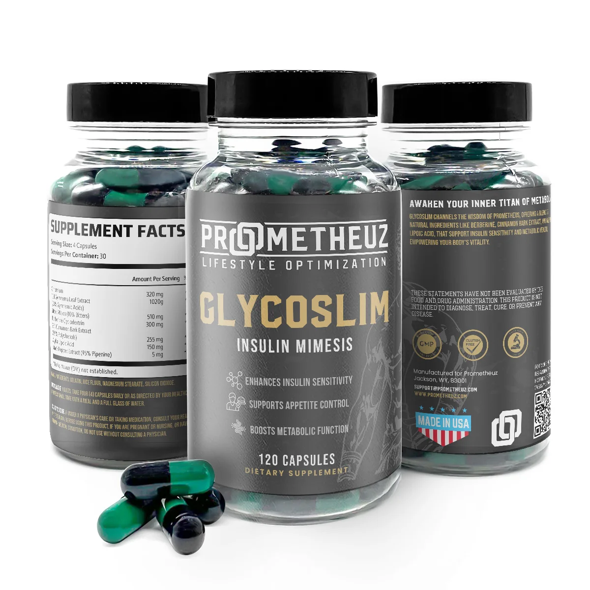 Glycoslim - Insulin Mimetic Capsules 3 Prometheuz Glycoslim capsules for sale in USA
