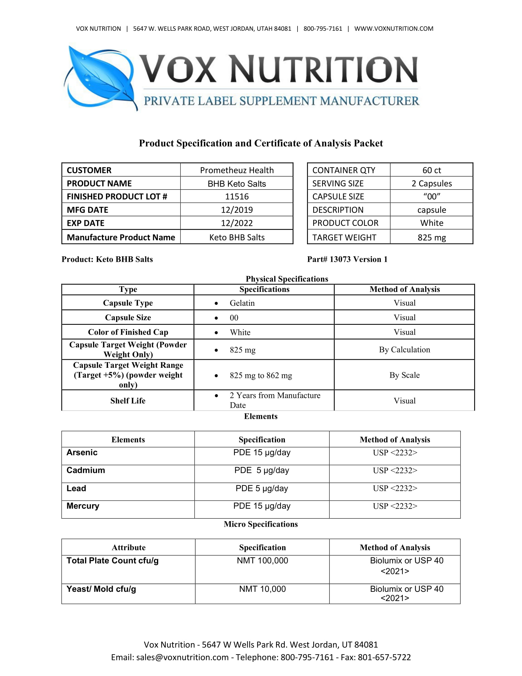 BHB Keto Salts 4 COA for Prometheuz-BHB-60