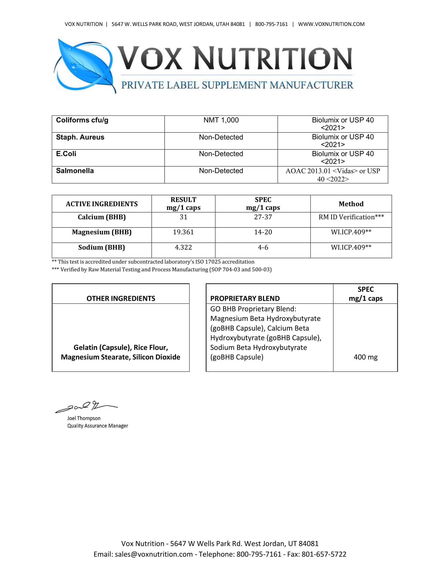 BHB Keto Salts 5 COA for Prometheuz-BHB-60