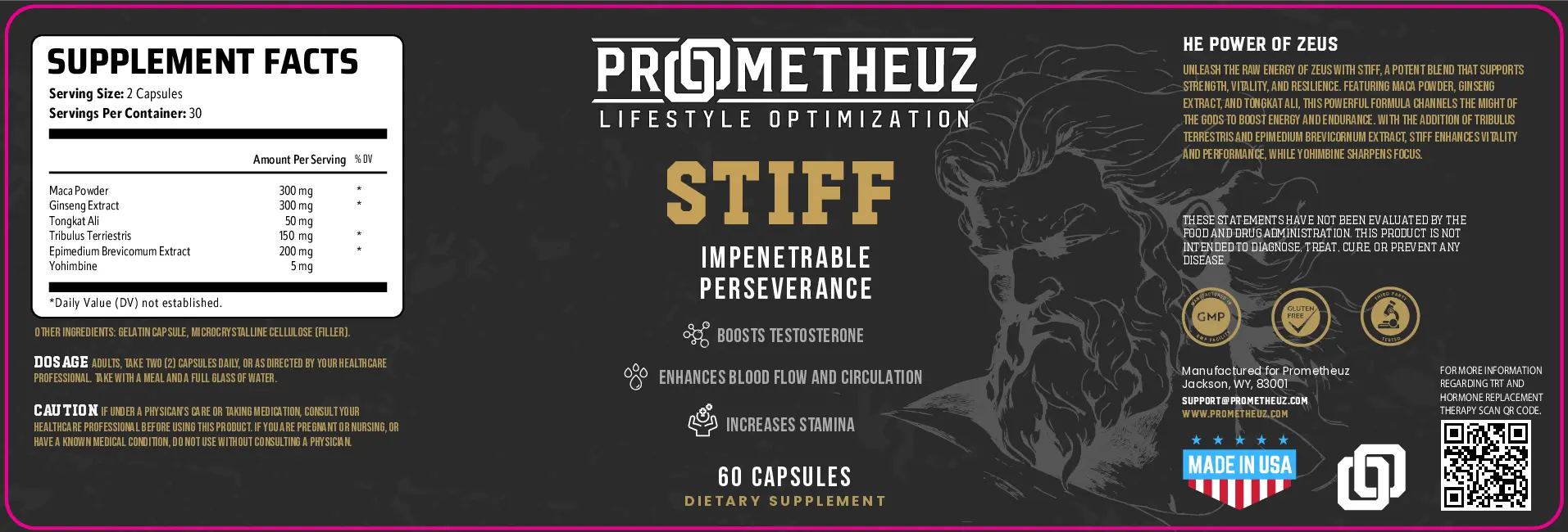Stiff Impenetrable Perseverance Testosterone Level booster 3 Prometheuz_Stiff supplements for sale in USA